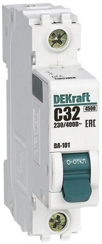 Выключатель автоматический DEKraft ВА-101 1п 32А C 4.5кА фото Выключатель автоматический DEKraft ВА-101 1п 32А C 4.5кА картинка